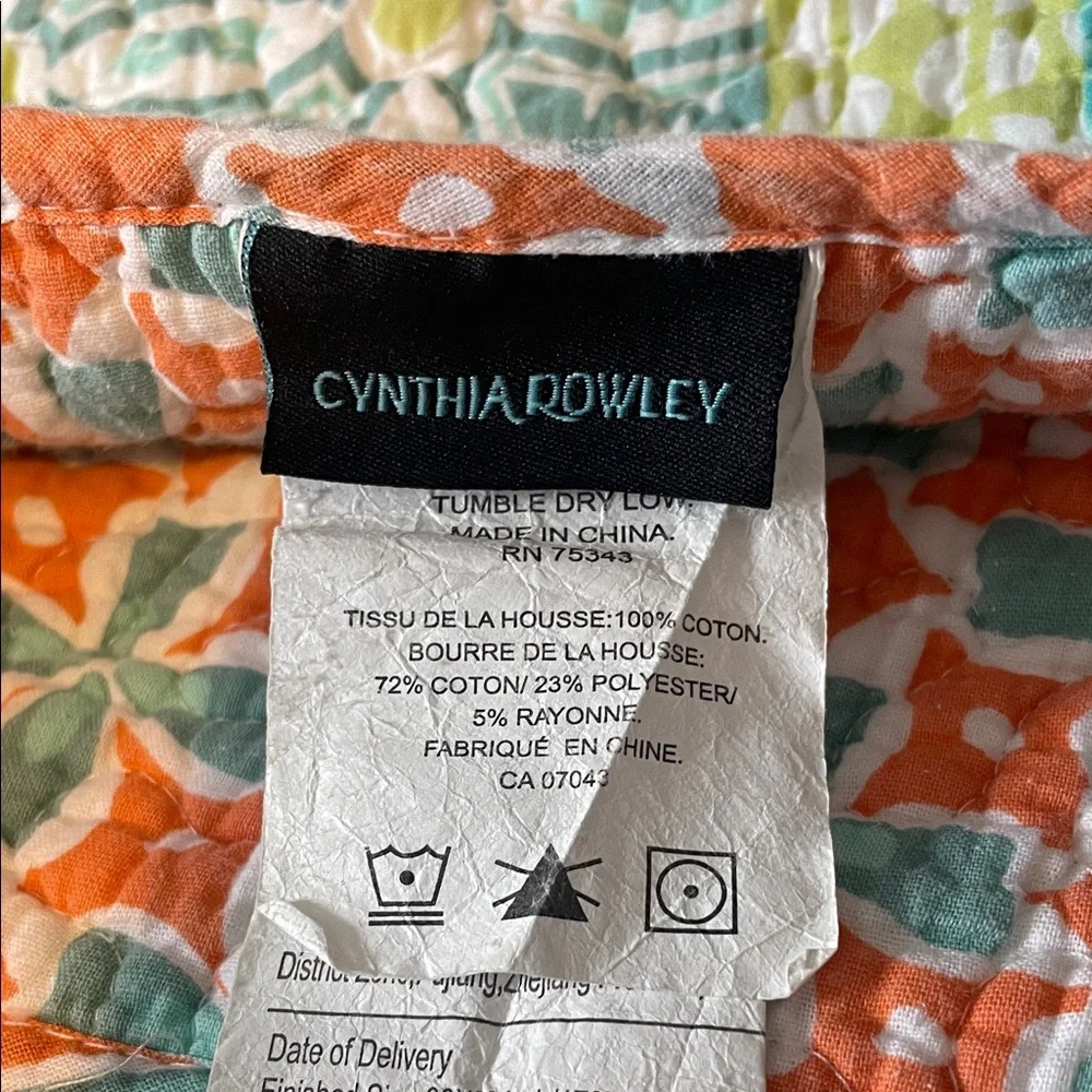 Cynthia Rowley Teal and Orange Floral Quilt